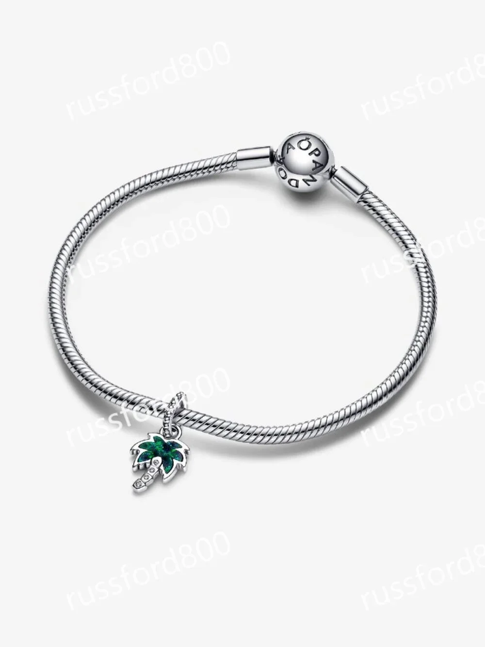 Pandora Opalescent Green Palm Tree Dangle Charm